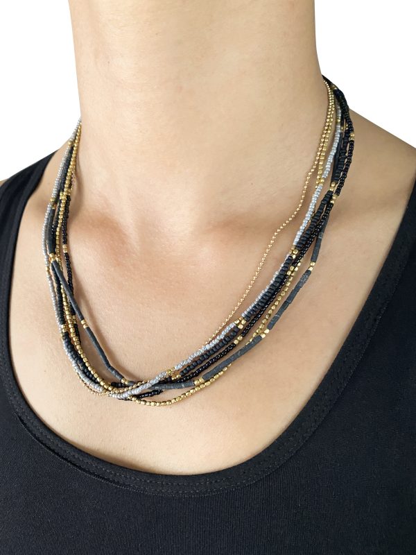 Black Gold Layered Necklace